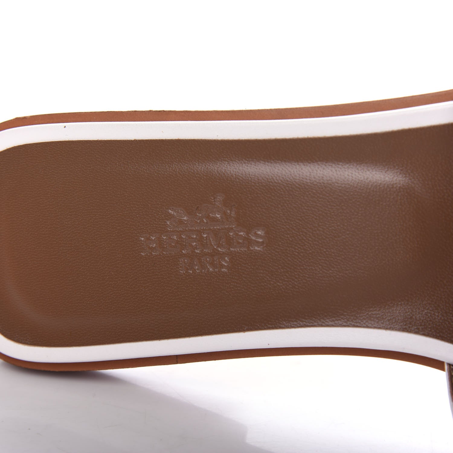 Hermes Box Calfskin Oran Sandals 37 White 8 of 11