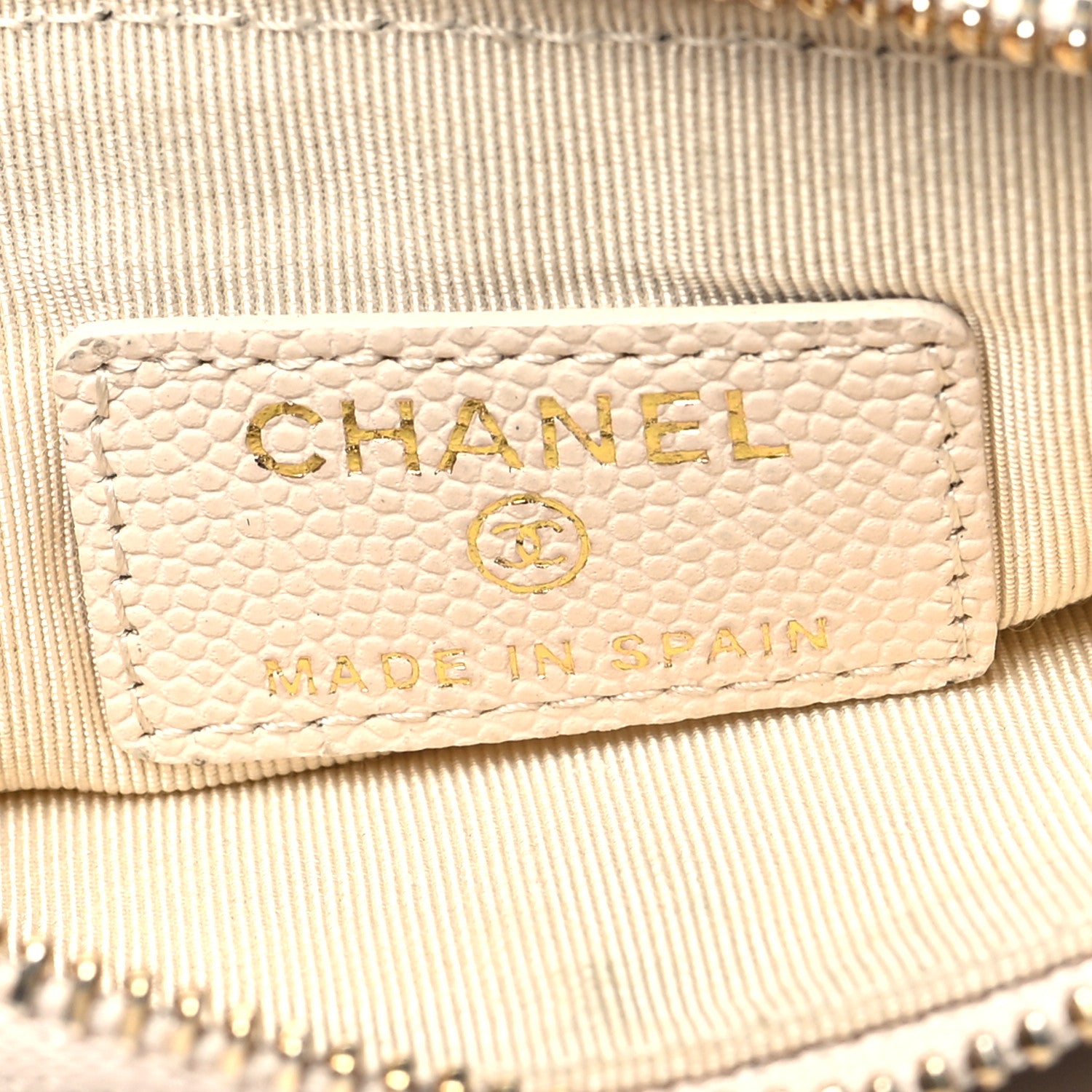 Chanel Caviar Quilted Small Cosmetic Case Light Beige 6 of 13