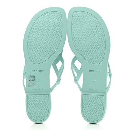Hermes Rubber Womens Egerie Sandals 39 Vert Embrun 5 of 8