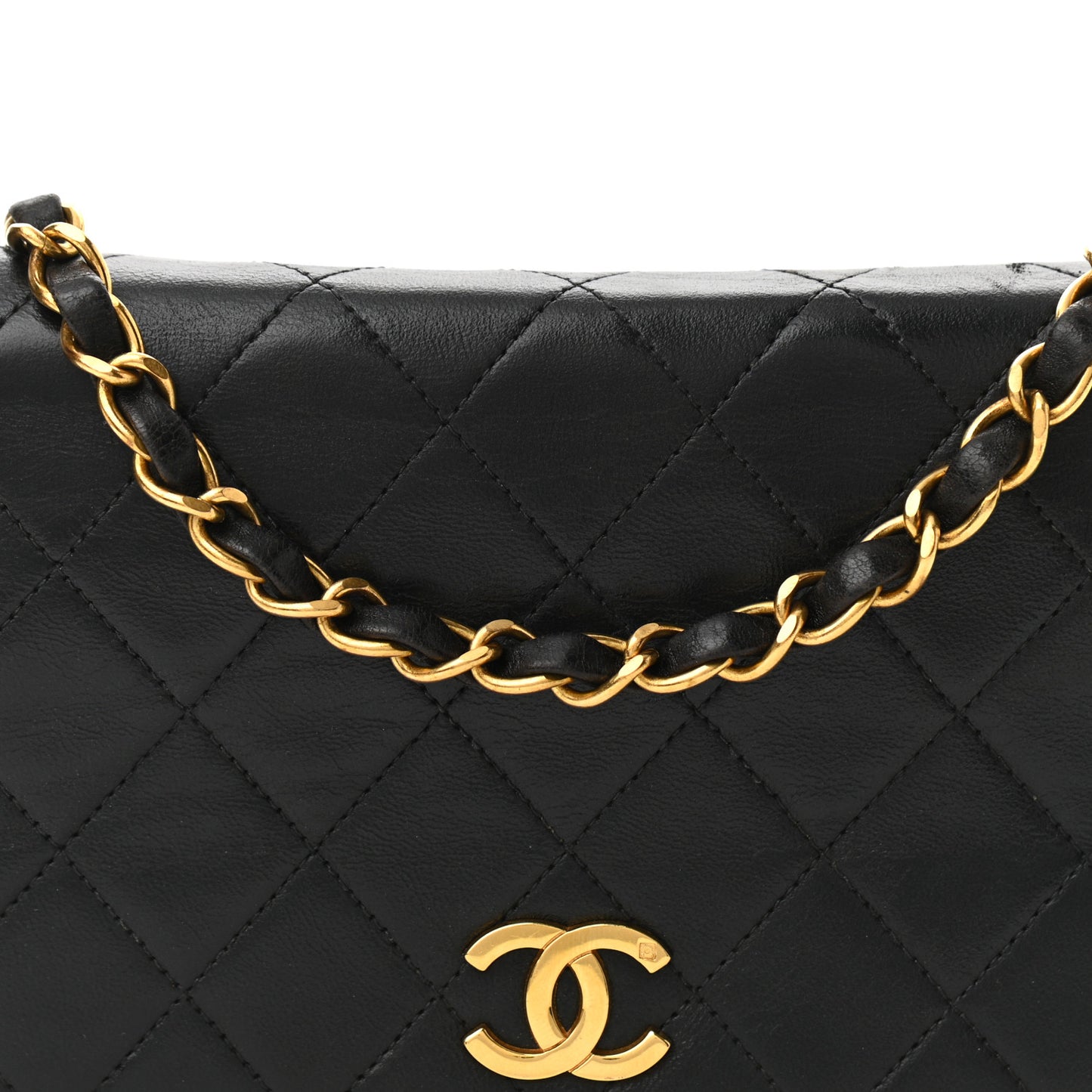 Lambskin Quilted Small Single Flap Black