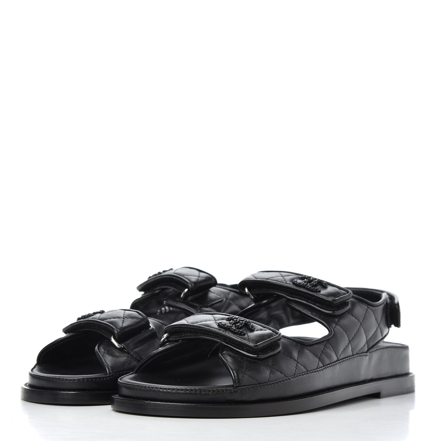 Lambskin Velcro Dad Sandals 40.5 Black