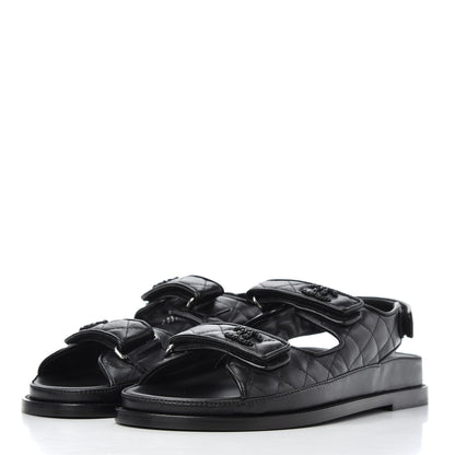 Chanel Lambskin Velcro Dad Sandals 40.5 Black 3 of 9