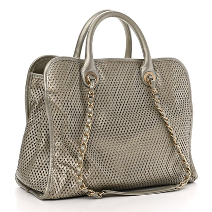 Chanel Metallic Calfskin Perforated Up In The Air Tote Silver 2 of 13