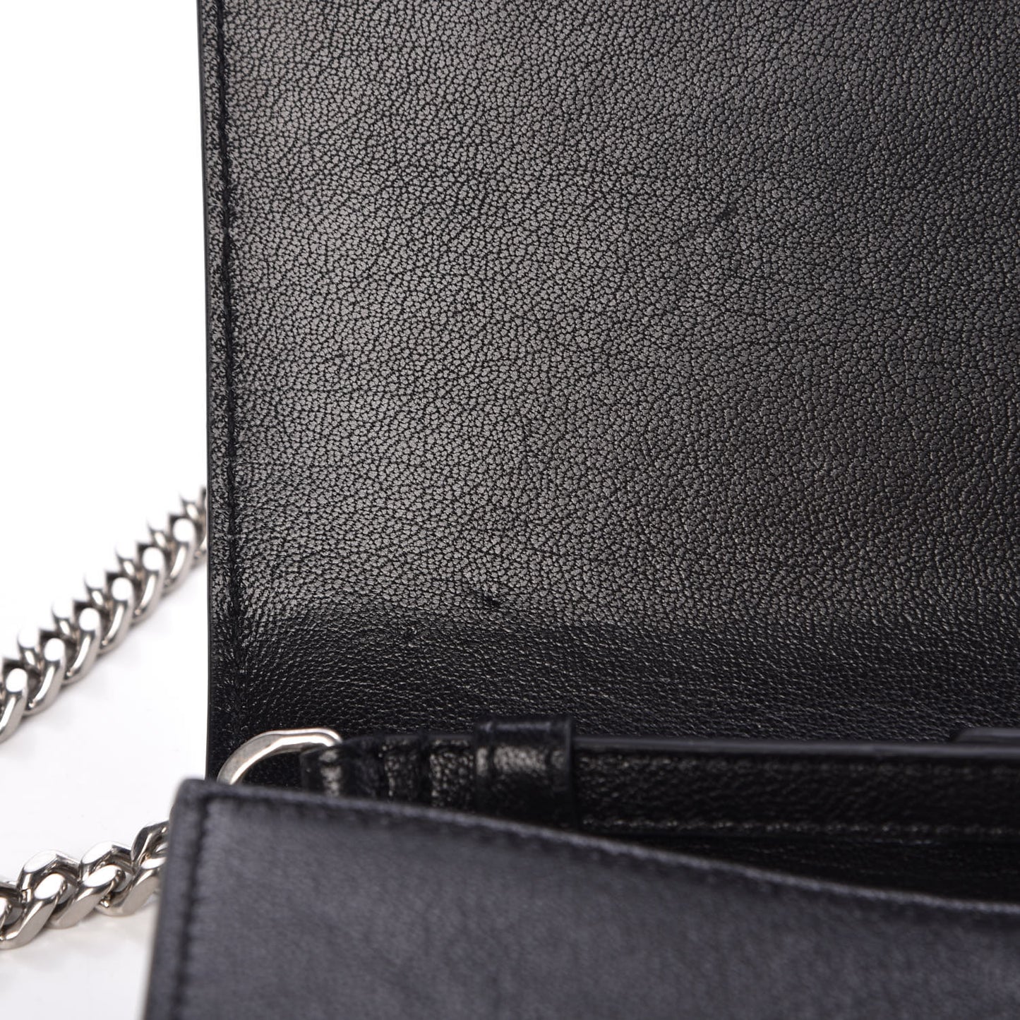 Lambskin Bandana Studded Monogram Chain Wallet Black