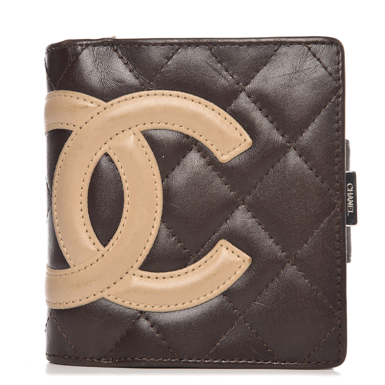 Chanel Calfskin Quilted Cambon Bi-fold Wallet Brown 1 of 12