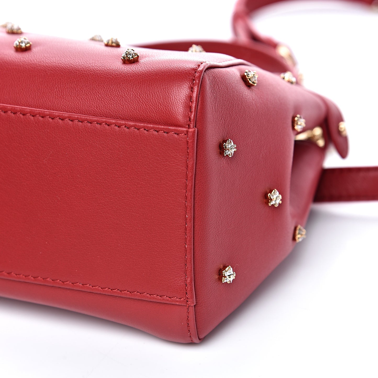 Nappa Crystal Stars Studded XS Peekaboo Iconic Satchel Fragola