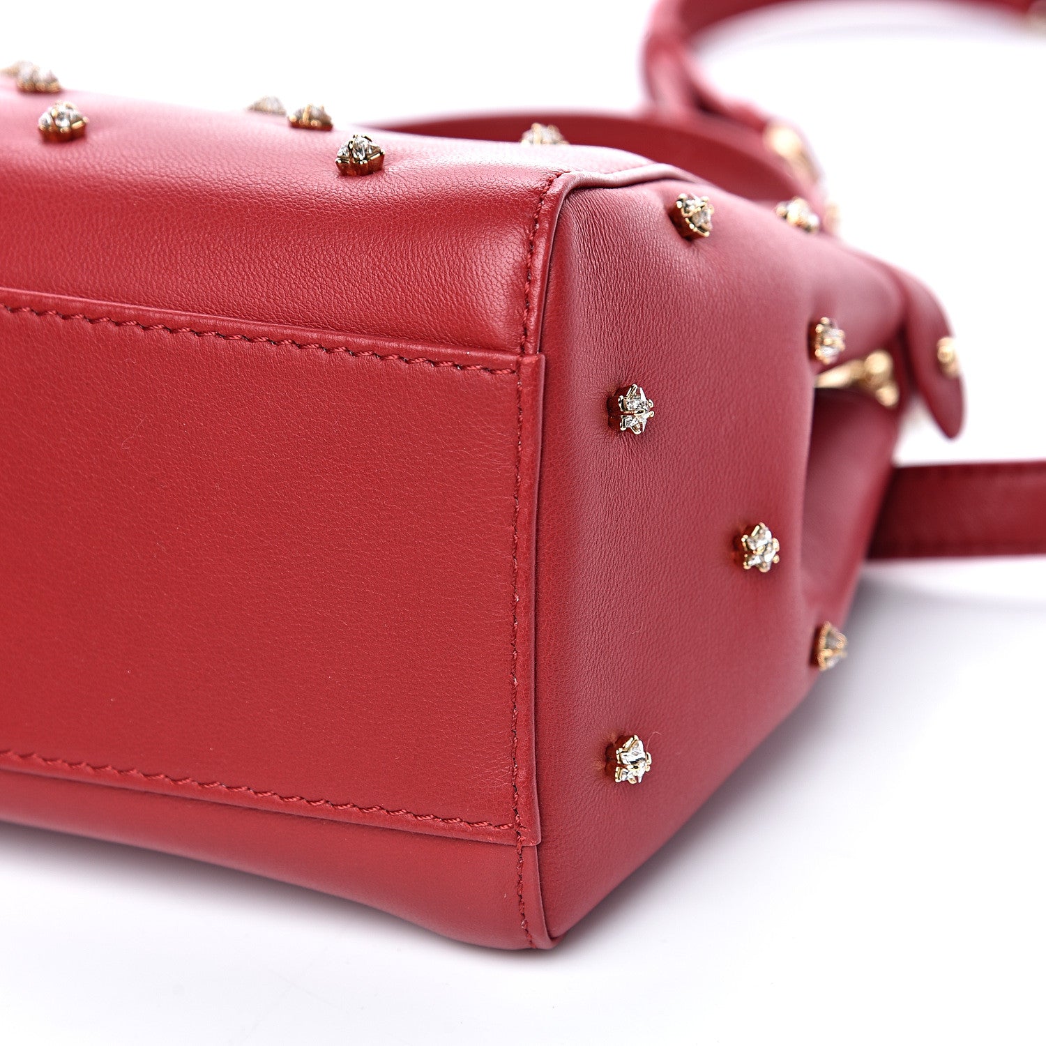 Fendi Nappa Crystal Stars Studded XS Peekaboo Iconic Satchel Fragola 10 of 10