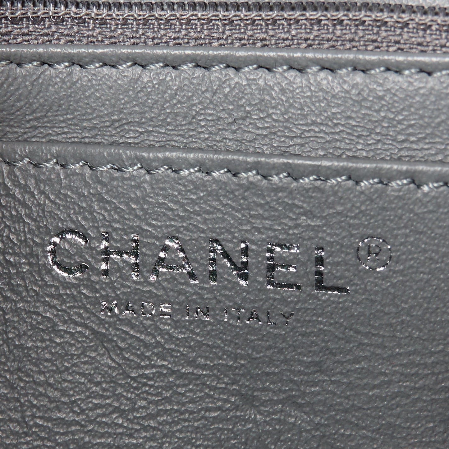 Caviar Quilted Mini Rectangular Flap Grey