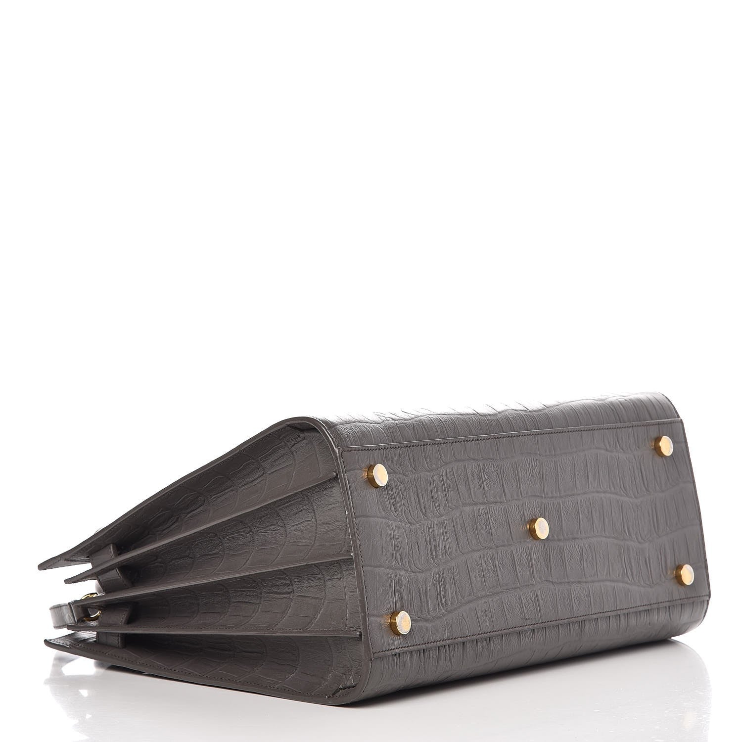 Saint Laurent Calfskin Crocodile Embossed Small Sac De Jour Earth 4 of 12