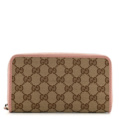 Gucci Monogram Dollar Calfskin Zip Around Wallet Beige Ebony Soft Pink 1 of 9