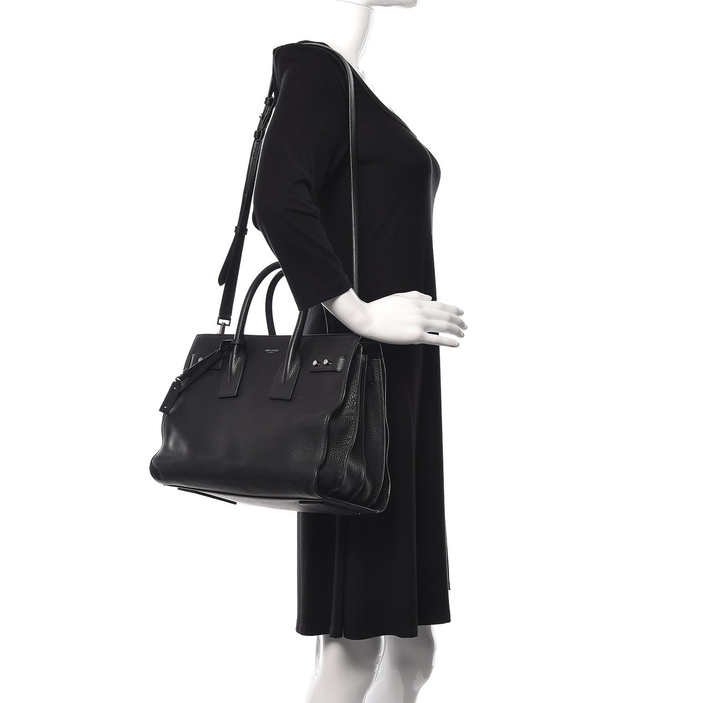 Grained Calfskin Small Supple Sac De Jour Black