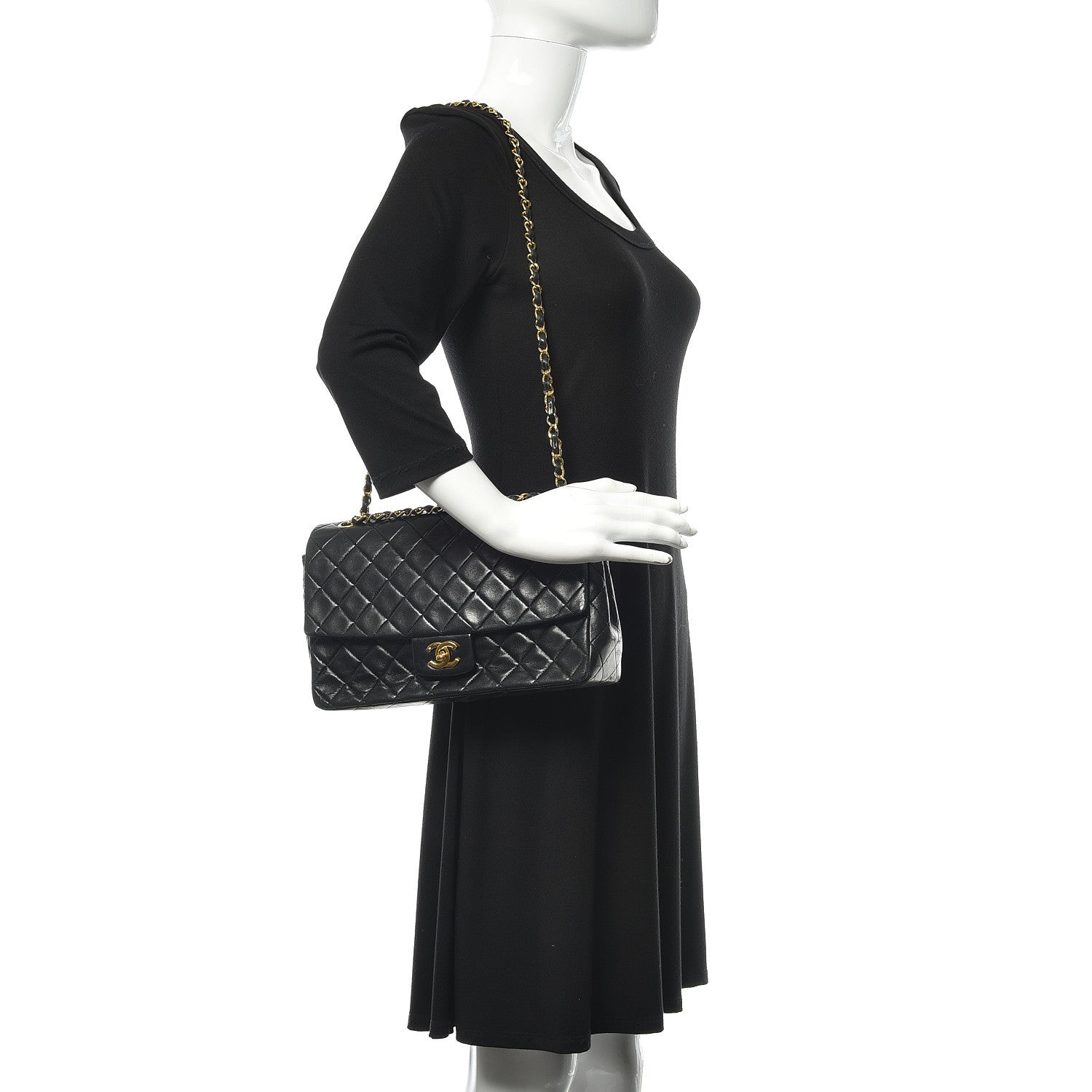Chanel Lambskin Quilted Medium Single Flap Black 2 of 16