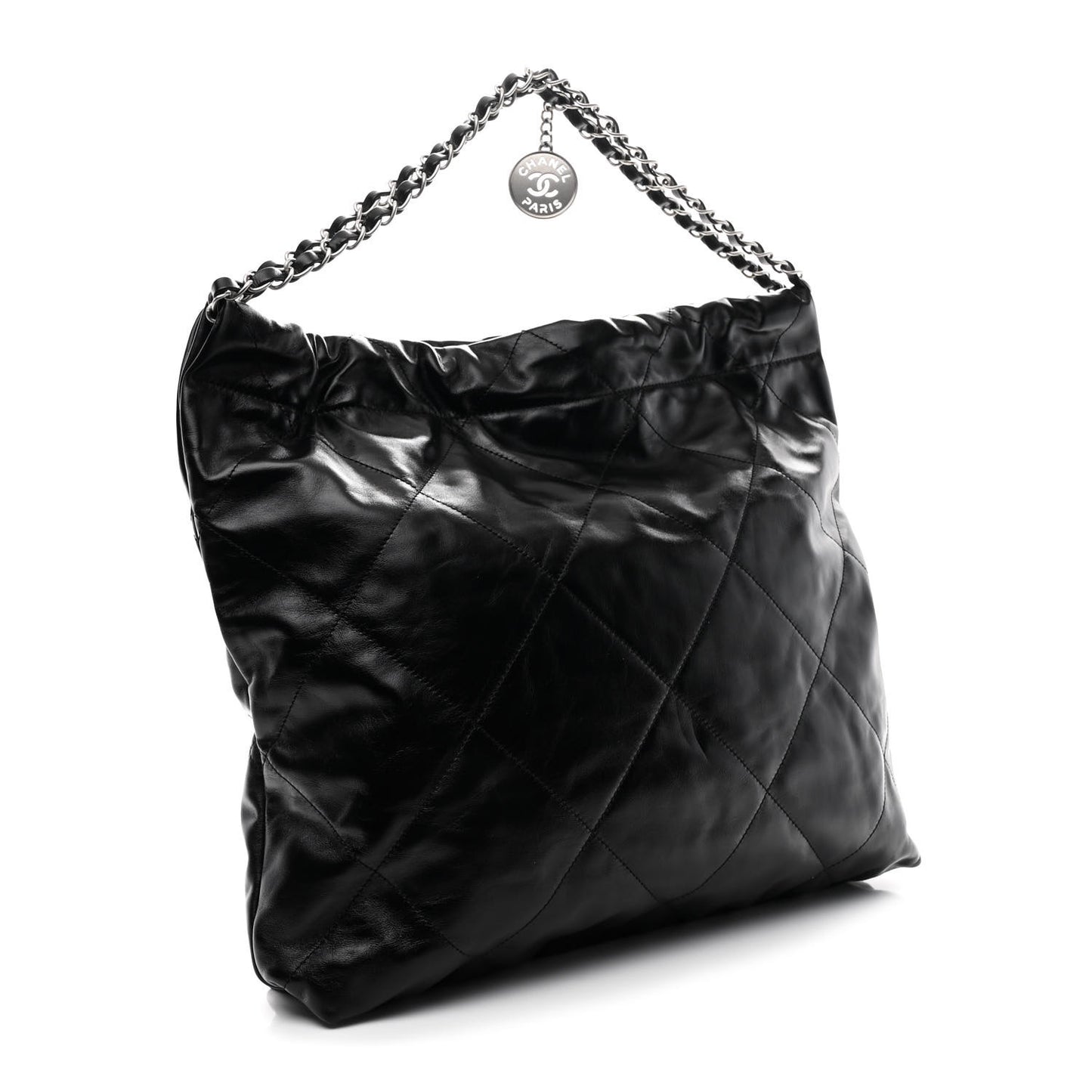 Shiny Calfskin Quilted Chanel 22 Black