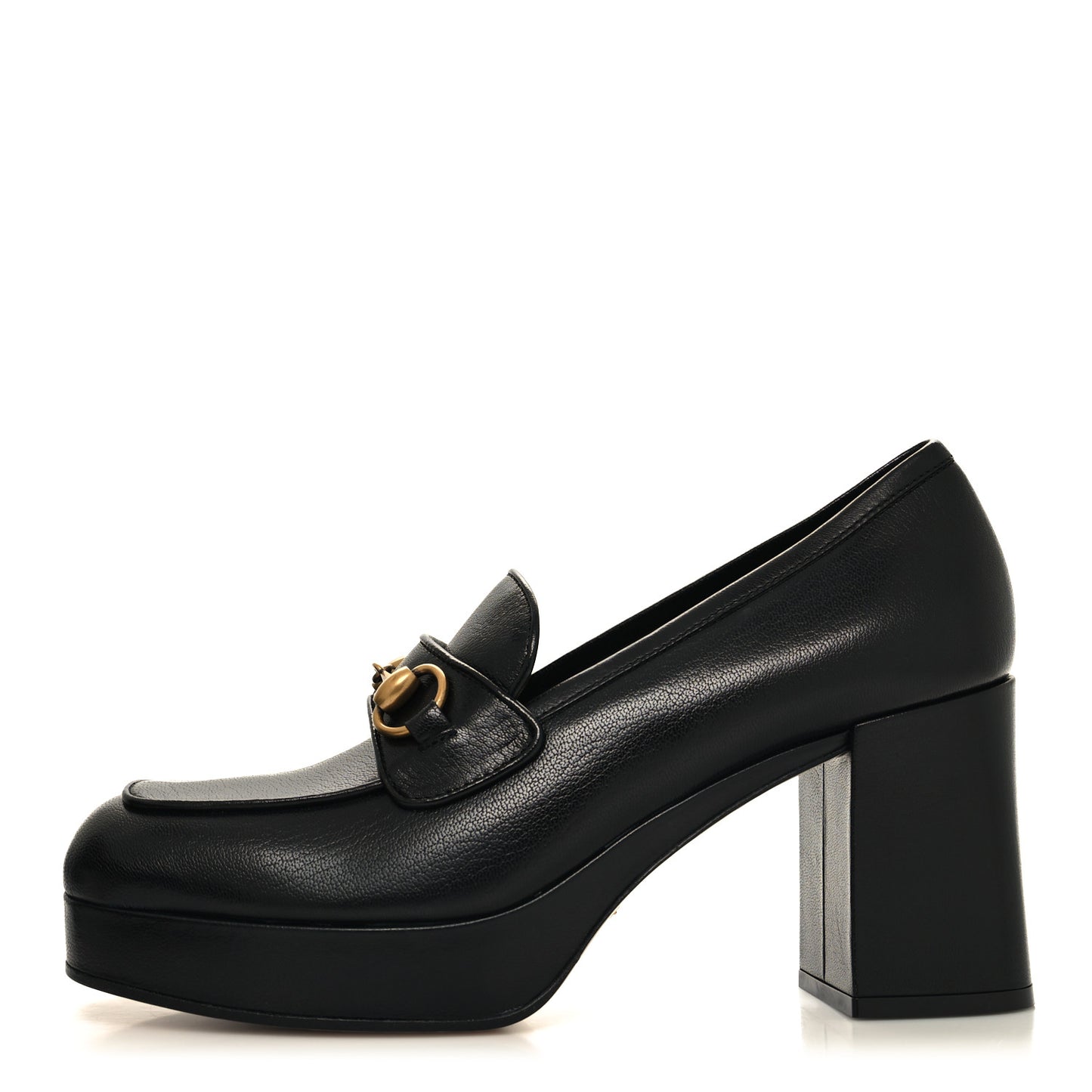 Goatskin Houdan Mid Heel Platform Loafers 41 Black