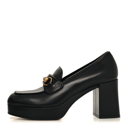 Gucci Goatskin Houdan Mid Heel Platform Loafers 41 Black 1 of 8