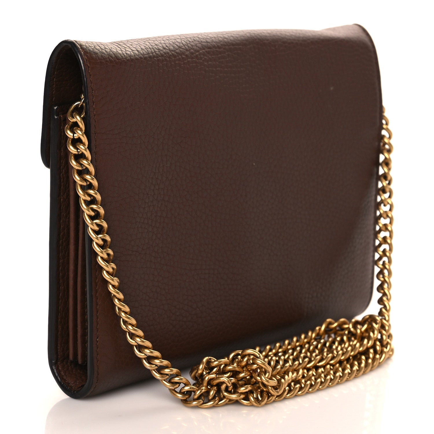 Gucci Cellarius Calfskin GG Marmont Chain Wallet Nut Brown 2 of 9