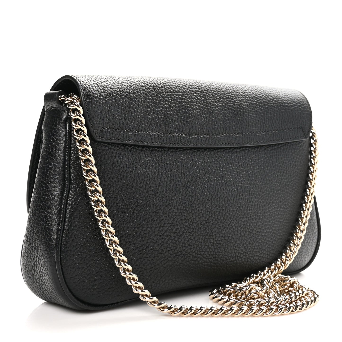 Pebbled Calfskin Medium Soho Flap Crossbody Black