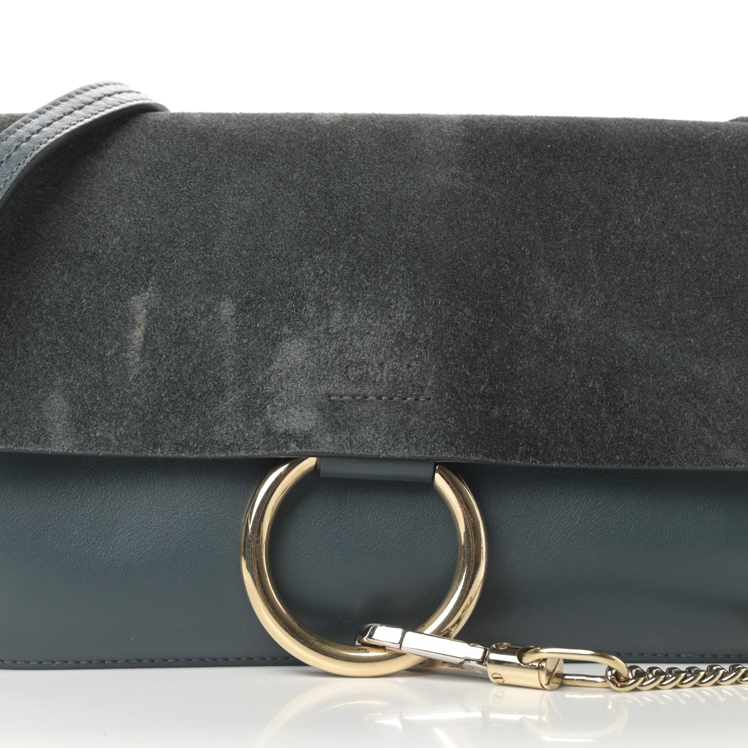 Chloe Suede Calfskin Small Faye Shoulder Bag Silver Blue 8 of 14