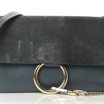 Chloe Suede Calfskin Small Faye Shoulder Bag Silver Blue 8 of 14