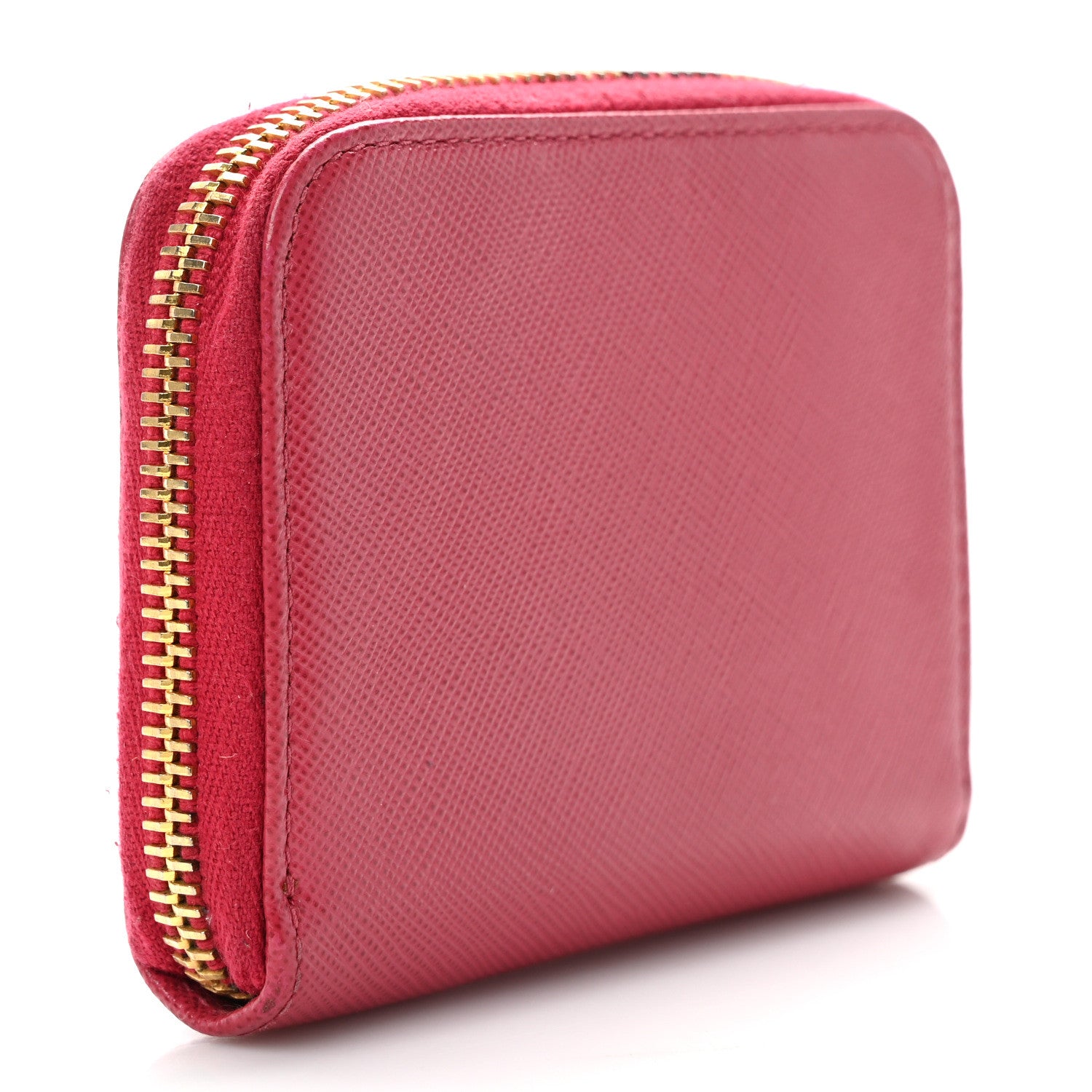 Prada Saffiano Metal Zip Coin Purse Fuoco 3 of 12