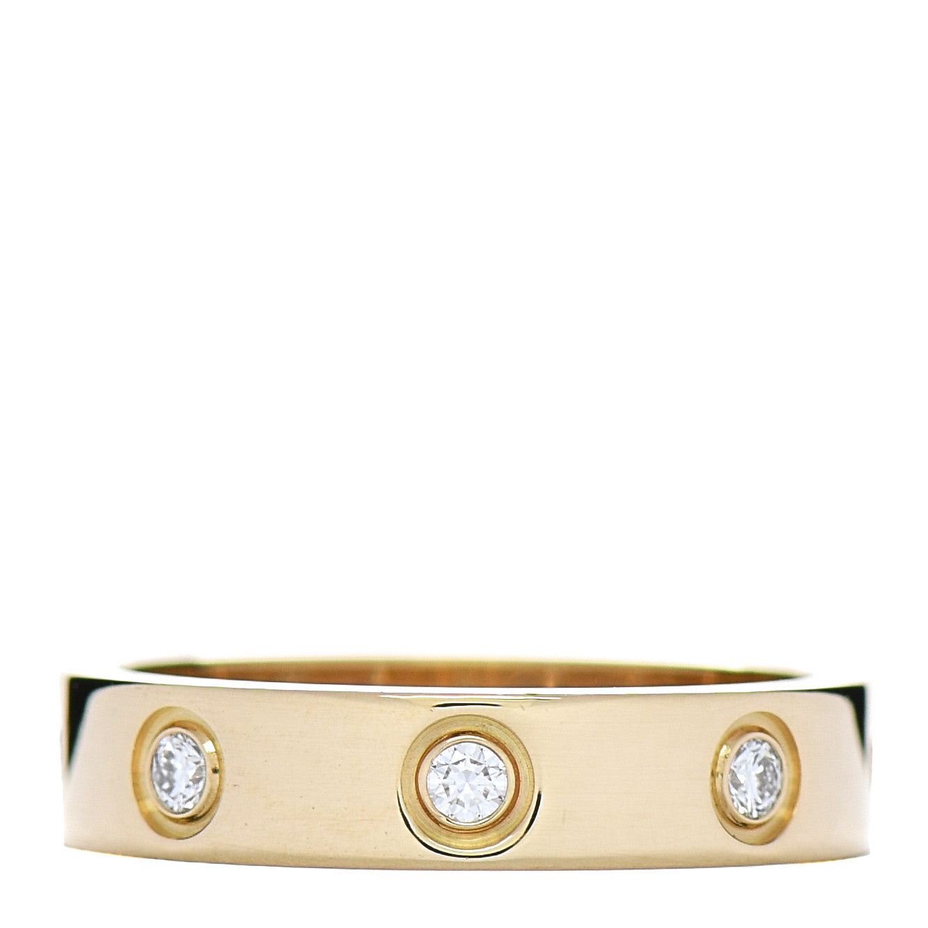 Cartier 18K Yellow Gold 8 Diamond 4mm LOVE Wedding Band Ring 48 4.5 1 of 5