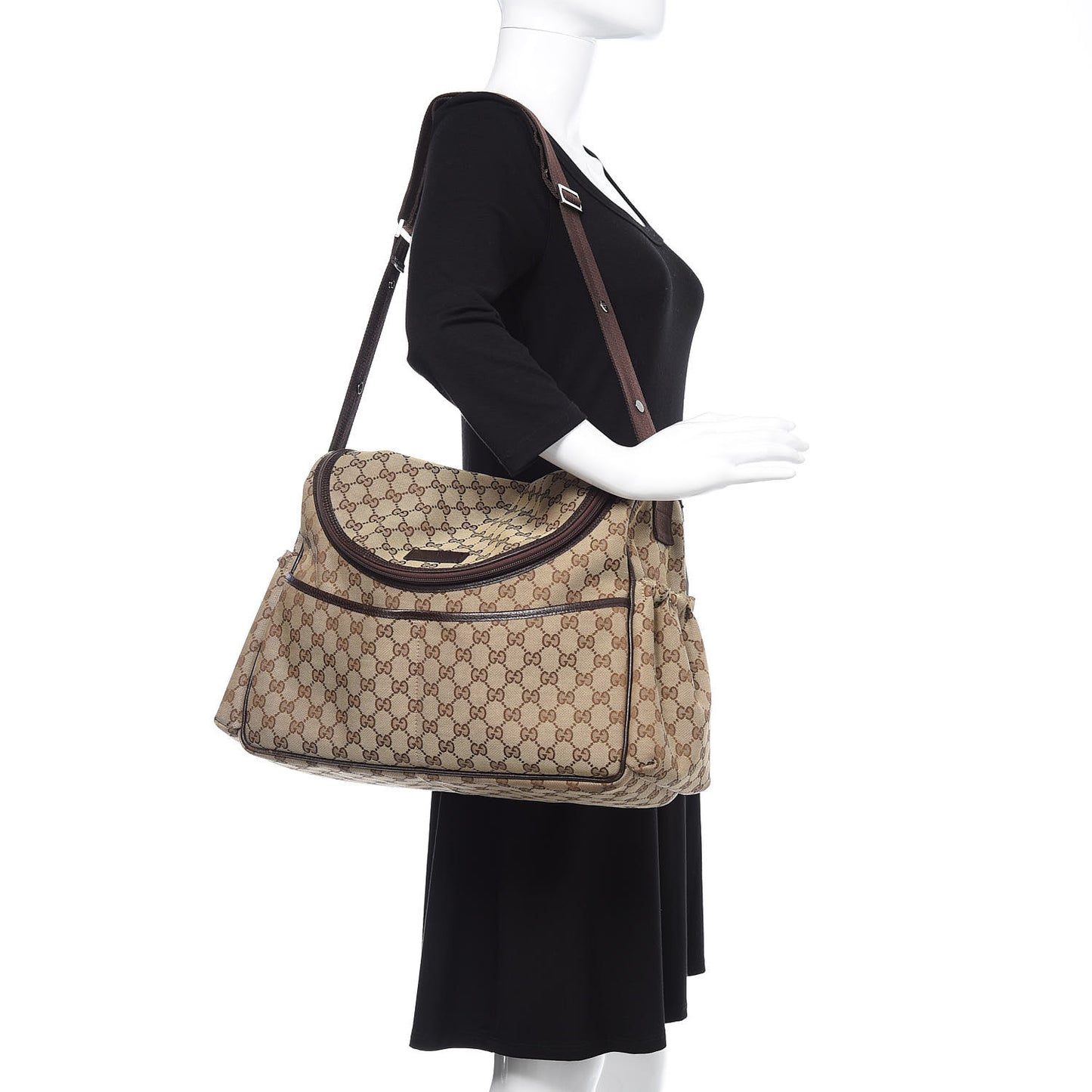Monogram Natural Pigskin Large Diaper Bag Beige Ebony Cocoa Dark Chocolate