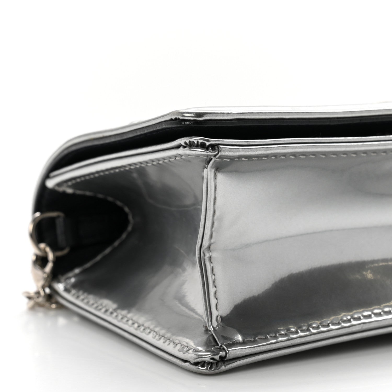 Christian Dior Metallic Patent Micro-Cannage Baby Diorama Flap Bag Silver 6 of 7