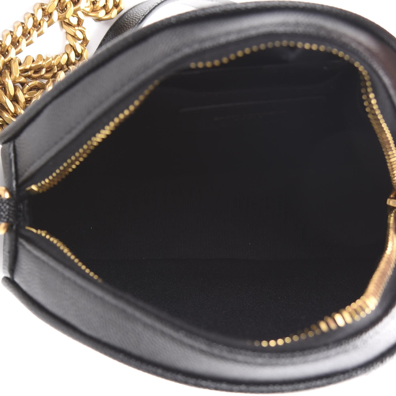 Saint Laurent Grain De Poudre Matelasse Chevron Quilted Round Vinyle Camera Bag Black 4 of 9