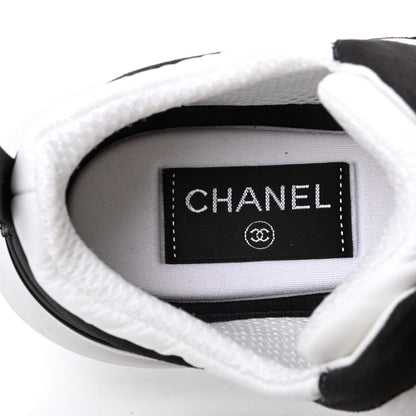 Chanel Nylon Suede Calfskin CC Sneakers 37 White Dark Grey 6 of 7