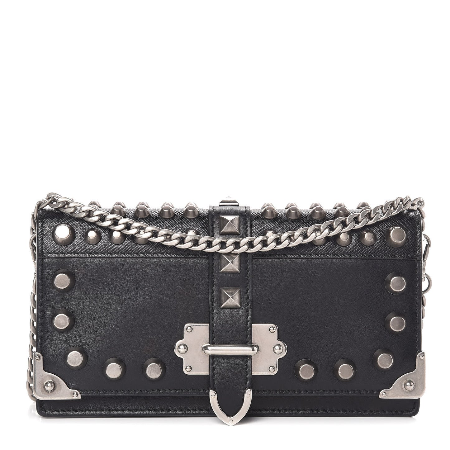 City Calfskin Cahier Studded Mini Bag Black