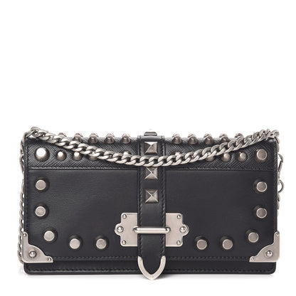 Prada City Calfskin Cahier Studded Mini Bag Black 1 of 10