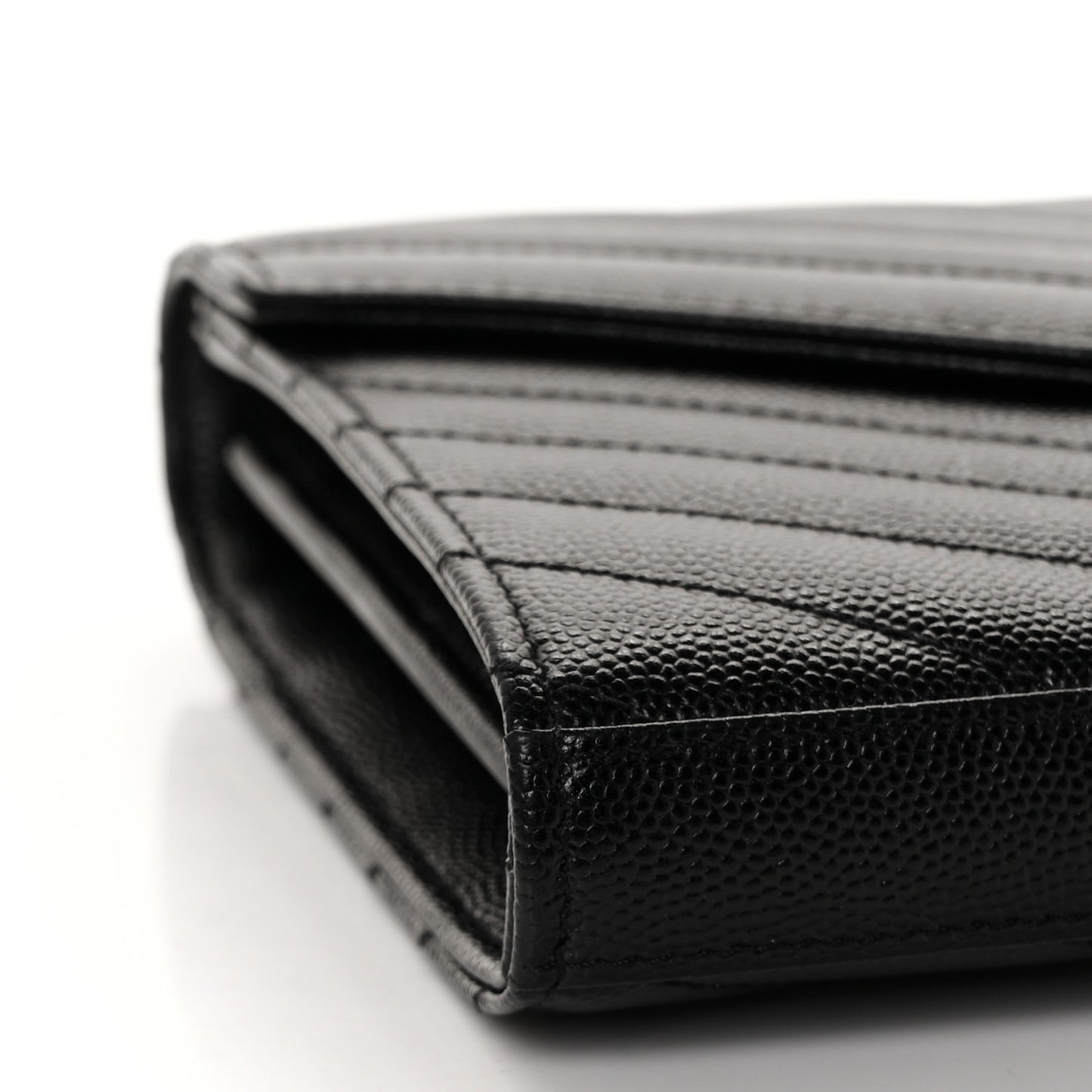 Grain De Poudre Matelasse Chevron Monogram Chain Wallet Black