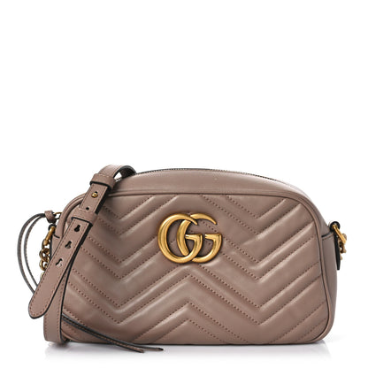 Gucci Calfskin Matelasse Small GG Marmont Chain Shoulder Bag Porcelain Rose 1 of 13