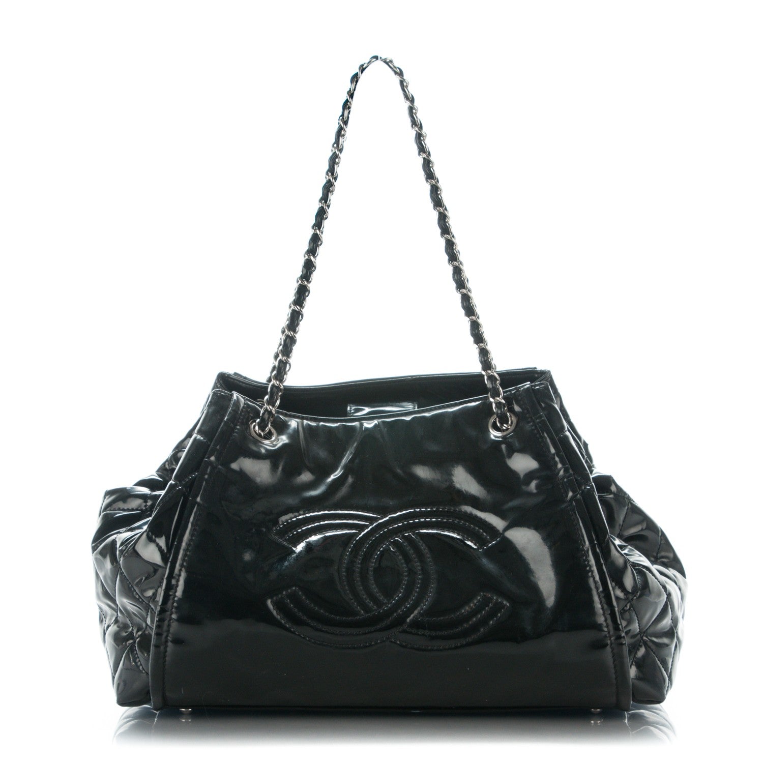 Chanel Vinyl Large Lipstick Ligne Accordion Tote Black 1 of 9