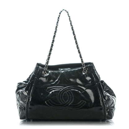 Chanel Vinyl Large Lipstick Ligne Accordion Tote Black 1 of 9