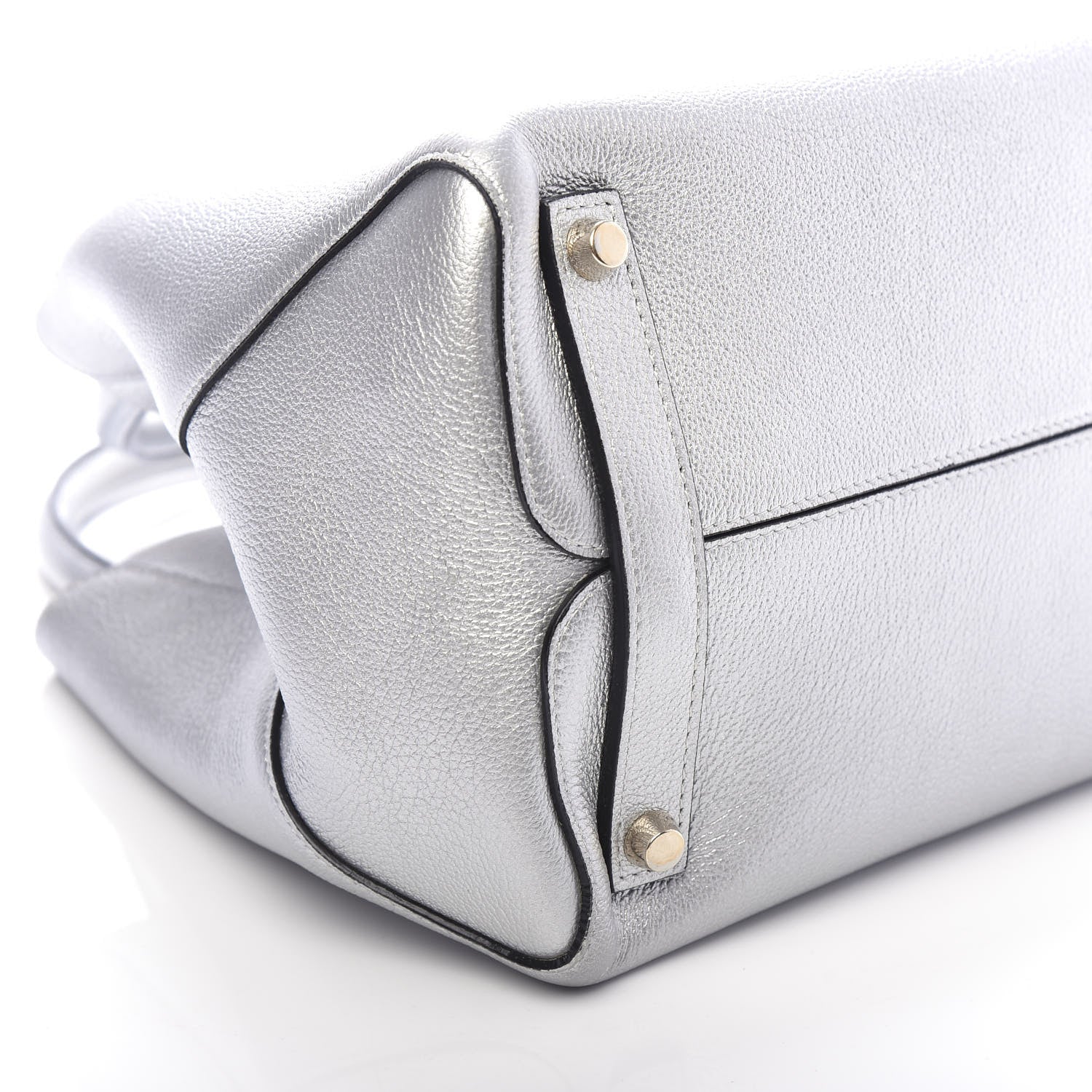 Christian Dior Metallic Supple Grained Calfskin Medium Open Bar Tote Silver 7 of 11
