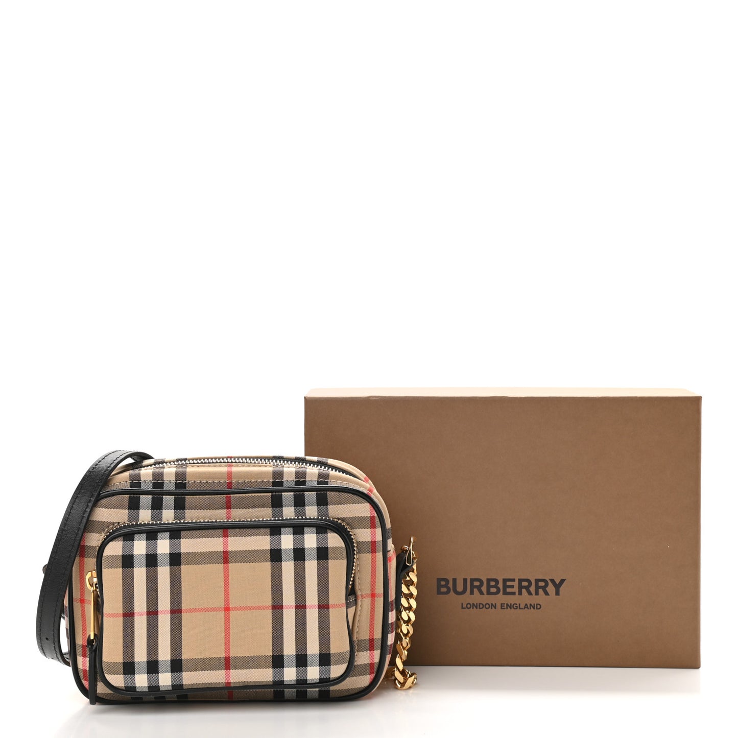 Calfskin Vintage Check Camera Bag Archive Beige
