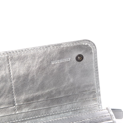 Burberry Metallic Calfskin Check Embossed Continental Wallet Silver 7 of 13