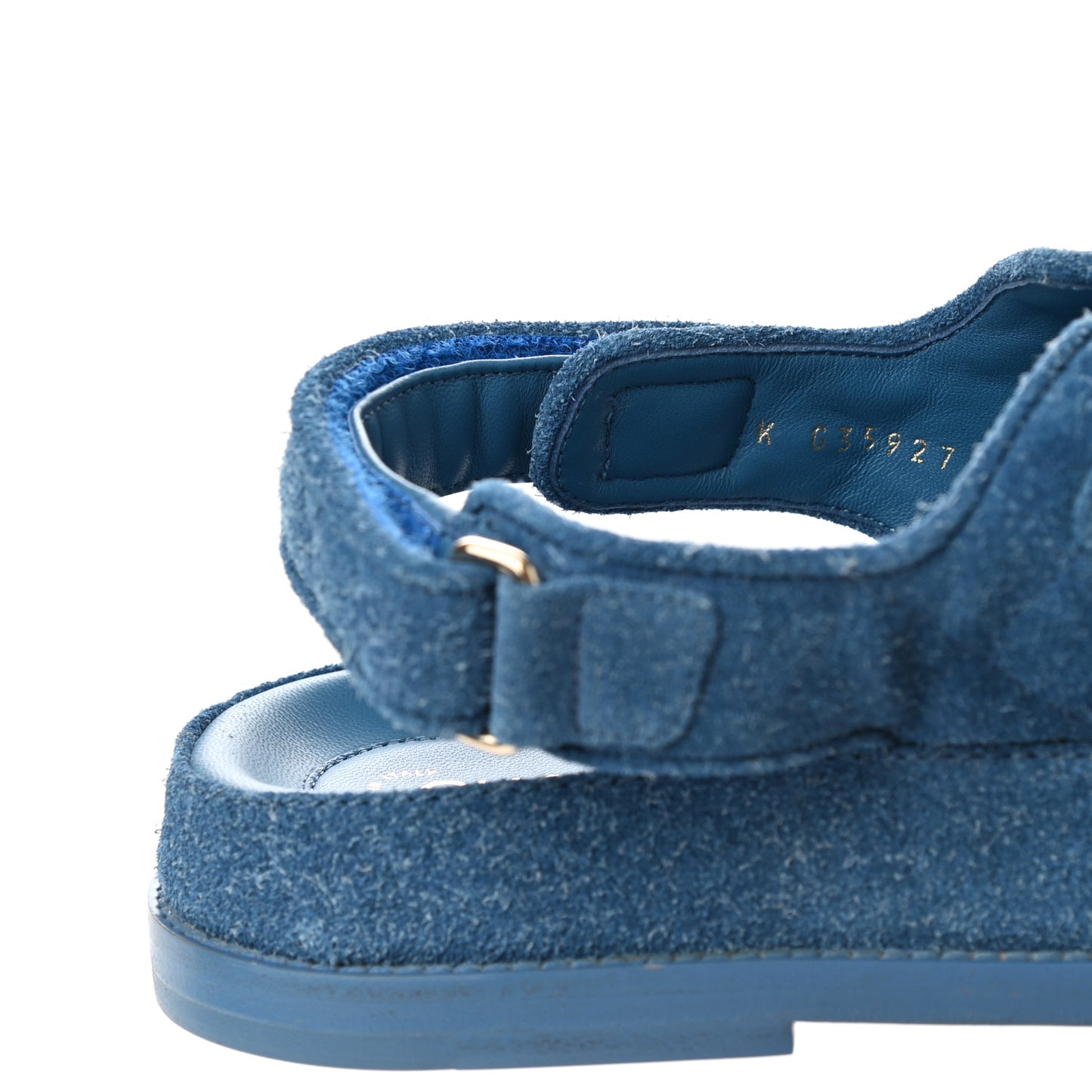 Suede Calfskin Velcro Dad Sandals 41.5 Blue
