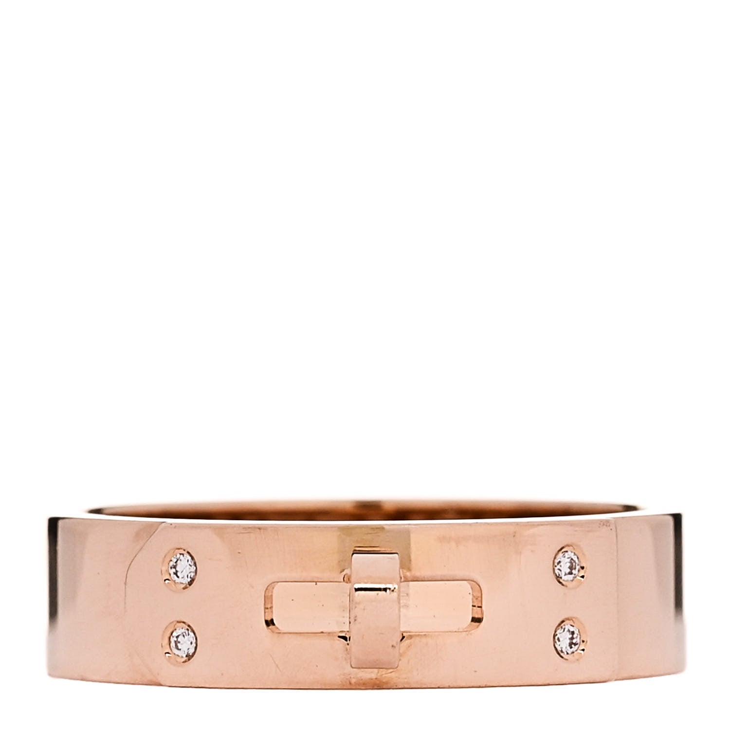 Hermes 18K Rose Gold Diamond PM Kelly Ring 54 7 1 of 5