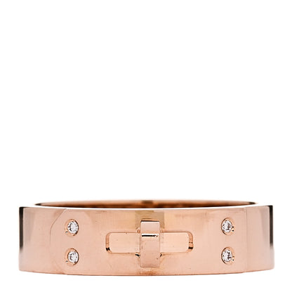 Hermes 18K Rose Gold Diamond PM Kelly Ring 54 7 1 of 5