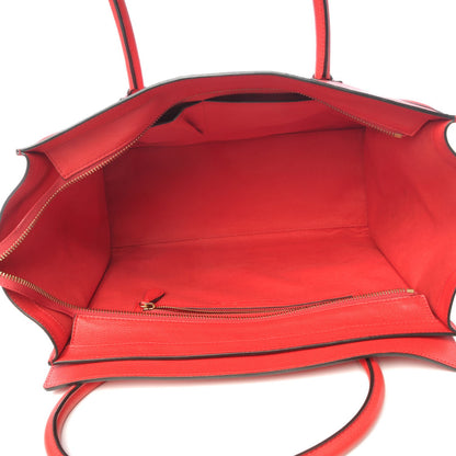 Celine Drummed Calfskin Shoulder Luggage Coquelicot 5 of 9