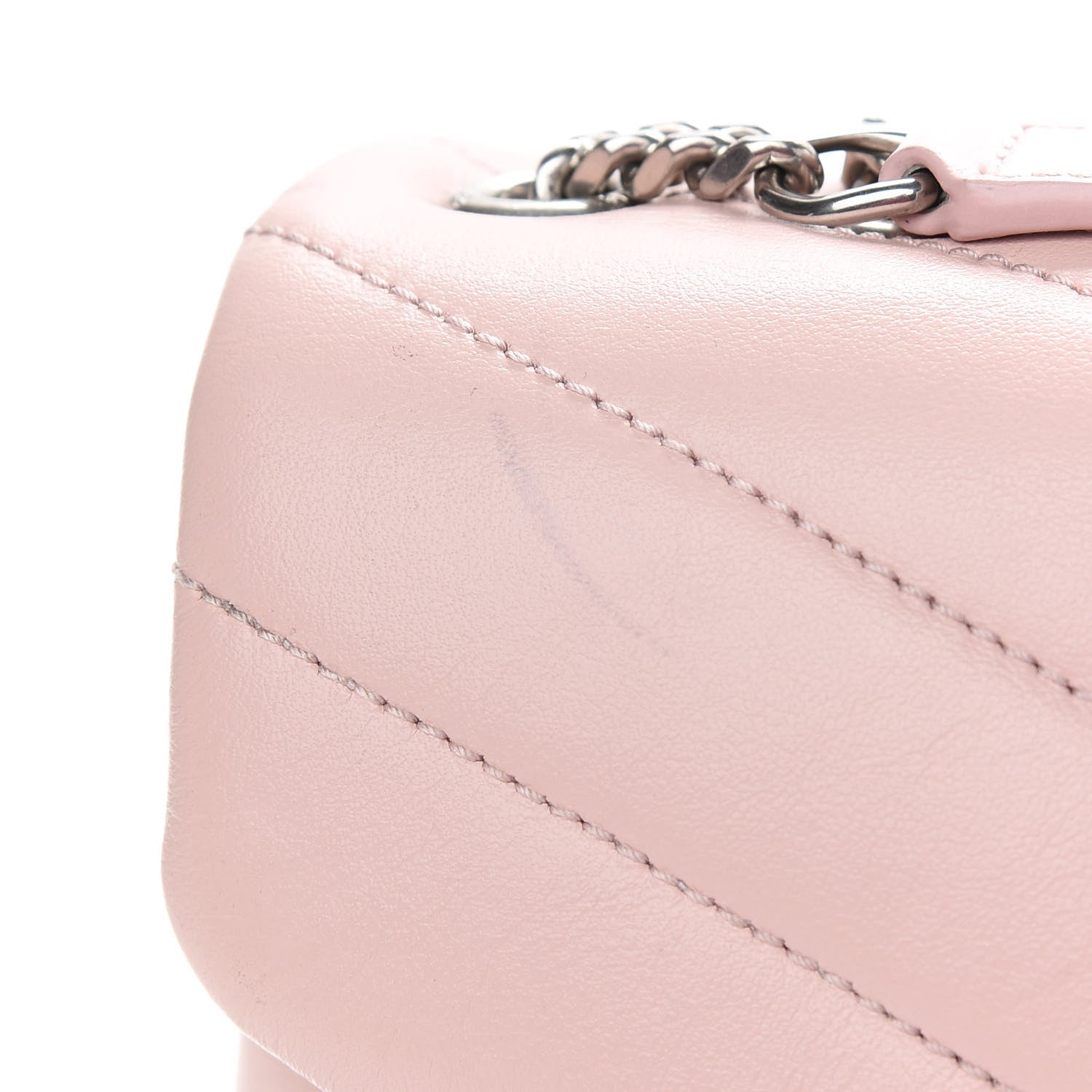 Saint Laurent Calfskin Y Quilted Monogram Small Loulou Chain Satchel Rose Antic 10 of 13
