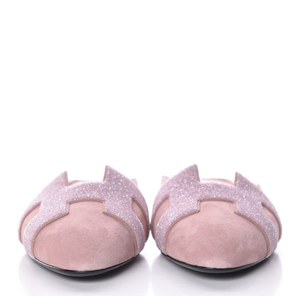 Hermes Suede Goatskin Crystal Roxane Mules 39 Rose 2 of 9