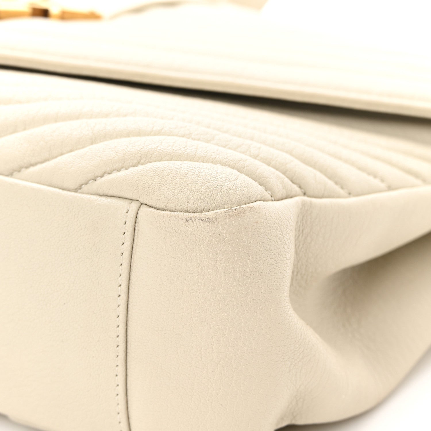 Saint Laurent Sheepskin Matelasse Chevron Monogram Large College Satchel Cream Soft 9 of 18