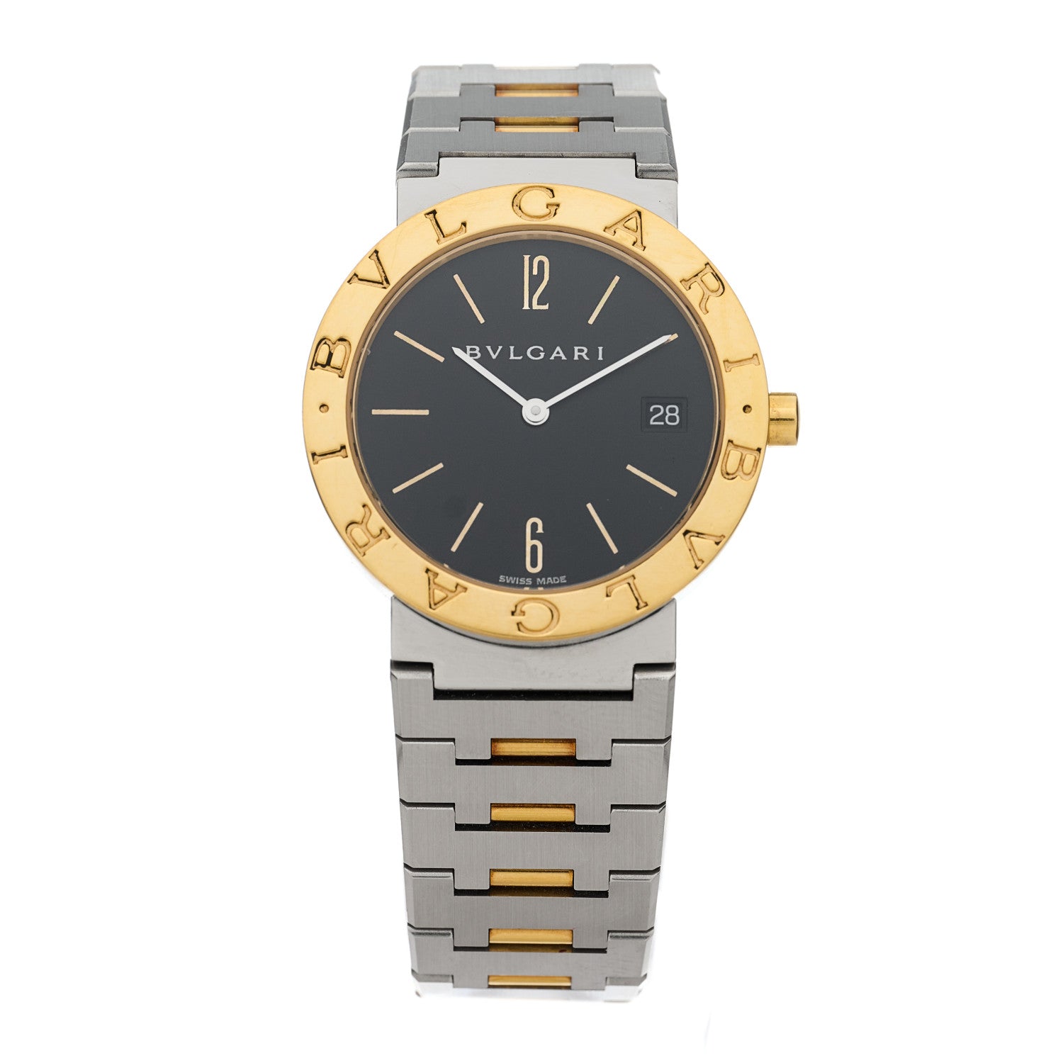 Bulgari Stainless Steel 18K Yellow Gold 33mm Quartz Watch Black 1 of 4