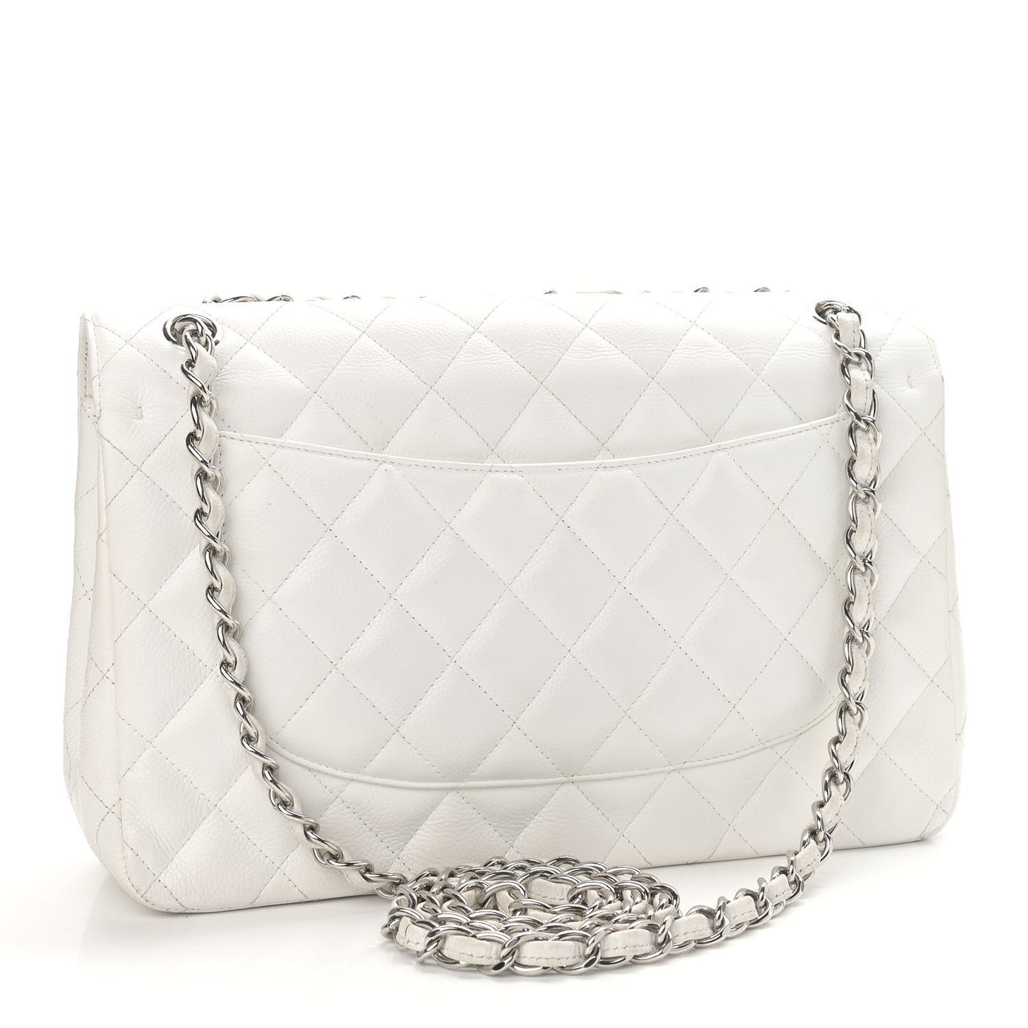 Caviar Quilted Jumbo Double Flap White
