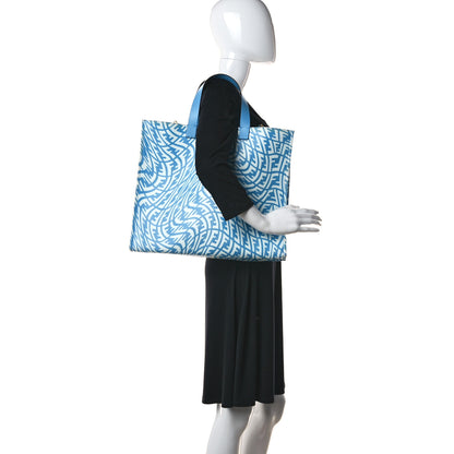 Fendi X SARAH COLEMAN Glazed Canvas Vitello King FF Vertigo Shopping Tote Bag Cyber Blue White 2 of 10