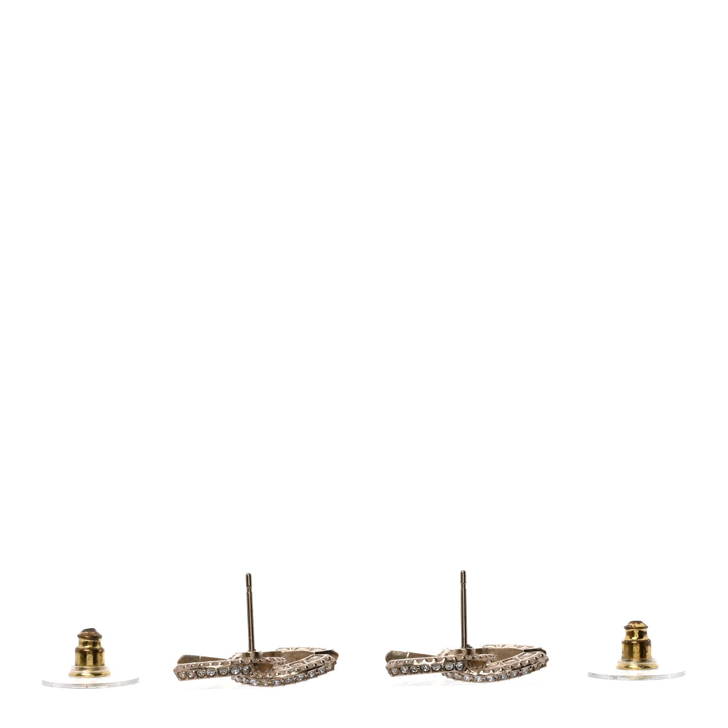 Chanel Crystal Timeless CC Earrings Light Gold 3 of 5