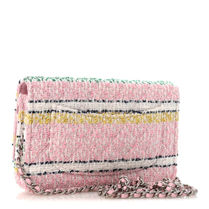 Chanel Metallic Tweed Quilted Wallet On Chain WOC White Multicolor 3 of 12